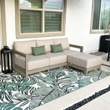 PURPLE LEAF Caesar L-shaped Patio Conversation Set with Khaki Cushion Pillows and Ottoman Couch for Backyard Porch