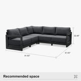 PURPLE LEAF Caesar L-shaped Patio Conversation Set with Grey Cushion Pillows and Ottoman Couch for Backyard Porch