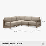 PURPLE LEAF Caesar L-shaped Patio Conversation Set with Khaki Cushion Pillows and Ottoman Couch for Backyard Porch