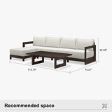 PURPLE LEAF Caesar L-shaped Patio Conversation Set with Bronze Cushion Pillows and Ottoman Couch for Backyard Porch