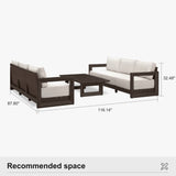 PURPLE LEAF Caesar Open-End Patio Conversation Set with Bronze Cushion Pillows and Ottoman for Modern Outdoor Deck