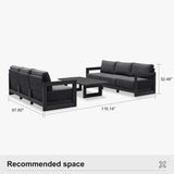 PURPLE LEAF Caesar Open-End Patio Conversation Set with Grey Cushion Pillows and Ottoman for Modern Outdoor Deck