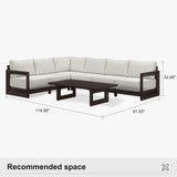PURPLE LEAF Caesar L-shaped Patio Conversation Set with Bronze Cushion Pillows and Ottoman Couch for Backyard Porch