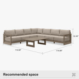 PURPLE LEAF Caesar L-shaped Patio Conversation Set with Khaki Cushion Pillows and Ottoman Couch for Backyard Porch