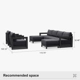 PURPLE LEAF Caesar Enclosed Patio Conversation Set with Grey Cushion Pillows and Ottoman for Porch Garden