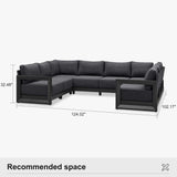 PURPLE LEAF Caesar U-Shaped Patio Conversation Set with Grey Cushion Pillows and Ottoman Couch for Patio Backyard