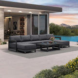 PURPLE LEAF Caesar U-Shaped Patio Conversation Set with Grey Cushion Pillows and Ottoman Couch for Patio Backyard
