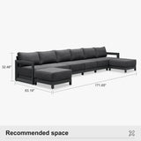 PURPLE LEAF Caesar U-Shaped Patio Conversation Set with Grey Cushion Pillows and Ottoman Couch for Patio Backyard