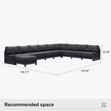 PURPLE LEAF Caesar U-Shaped Patio Conversation Set with Grey Cushion Pillows and Ottoman Couch for Patio Backyard