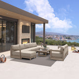 PURPLE LEAF Caesar Enclosed Patio Conversation Set with Khaki Cushion Pillows and Ottoman for Porch Garden