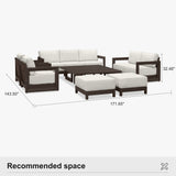 PURPLE LEAF Caesar Enclosed Patio Conversation Set with Bronze Cushion Pillows and Ottoman for Porch Garden