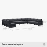 PURPLE LEAF Caesar U-Shaped Patio Conversation Set with Grey Cushion Pillows and Ottoman Couch for Patio Backyard