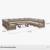 PURPLE LEAF Caesar U-Shaped Patio Conversation Set with Khaki Cushion Pillows and Ottoman Couch for Patio Backyard