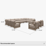 PURPLE LEAF Caesar Enclosed Patio Conversation Set with Khaki Cushion Pillows and Ottoman for Porch Garden