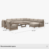 PURPLE LEAF Caesar Enclosed Patio Conversation Set with Khaki Cushion Pillows and Ottoman for Porch Garden