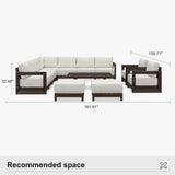 PURPLE LEAF Caesar Enclosed Patio Conversation Set with Bronze Cushion Pillows and Ottoman for Porch Garden