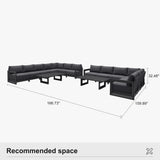 PURPLE LEAF Caesar L-shaped Patio Conversation Set with Grey Cushion Pillows and Ottoman Couch for Backyard Porch