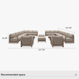 PURPLE LEAF Caesar Enclosed Patio Conversation Set with Khaki Cushion Pillows and Ottoman for Porch Garden
