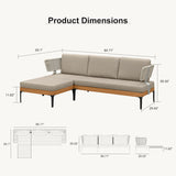 PURPLE LEAF Sicilia L-Shaped Modular Outdoor Sectional with Sunbrella Taupe Cushions Flexible Layout for Modern Patio Corner Lounge