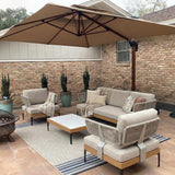 PURPLE LEAF Sicilia Classical Modular Outdoor Sectional with Oatmeal Greige Cushions Flexible Layout for Commercial Spaces