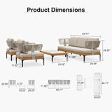 PURPLE LEAF Sicilia Classical Modular Outdoor Sectional with Oatmeal Greige Cushions Flexible Layout for Commercial Spaces