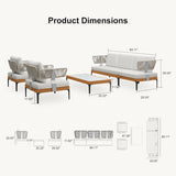 PURPLE LEAF Sicilia Classical Modular Outdoor Sectional with Sunbrella White Cushions Flexible Layout for Boutique Hotel Style Patio