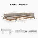 PURPLE LEAF Sicilia U-Shaped Modular Outdoor Sectional with Sunbrella Taupe Cushions Flexible Layout for Luxury Resort-Style Patio