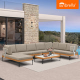 PURPLE LEAF Sicilia U-Shaped Modular Outdoor Sectional with Sunbrella Taupe Cushions Flexible Layout for Luxury Resort-Style Patio