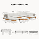 PURPLE LEAF Sicilia U-Shaped Modular Outdoor Sectional with Sunbrella White Cushions Flexible Layout for Commercial Lounge Areas