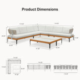 PURPLE LEAF Sicilia L-Shaped Modular Outdoor Sectional with Sunbrella White Cushions Flexible Layout for Minimalist Modern Patio
