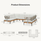 PURPLE LEAF Sicilia U-Shaped Modular Outdoor Sectional with Sunbrella White Cushions Flexible Layout for Commercial Lounge Areas
