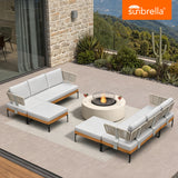 PURPLE LEAF Sicilia U-Shaped Modular Outdoor Sectional with Sunbrella White Cushions Flexible Layout for Commercial Lounge Areas