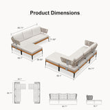 PURPLE LEAF Sicilia U-Shaped Modular Outdoor Sectional with Sunbrella White Cushions Flexible Layout for Commercial Lounge Areas