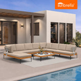 PURPLE LEAF Sicilia U-Shaped Modular Outdoor Sectional with Sunbrella Khaki Cushions Flexible Layout for Commercial Outdoor Spaces