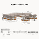 PURPLE LEAF Sicilia Classical Modular Outdoor Sectional with Oatmeal Greige Cushions Flexible Layout for Commercial Spaces