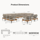 PURPLE LEAF Sicilia Classical Modular Outdoor Sectional with Sunbrella Taupe Cushions Flexible Layout for Hotel-Inspired Outdoor Lounge