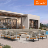 PURPLE LEAF Sicilia Classical Modular Outdoor Sectional with Sunbrella Taupe Cushions Flexible Layout for Hotel-Inspired Outdoor Lounge