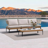 PURPLE LEAF Sicilia L-Shaped Modular Outdoor Sectional with Oatmeal Greige Cushions Flexible Layout for Garden Poolside