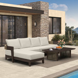 PURPLE LEAF Tuscany L-Shaped Patio Conversation Set with Removable Cushions and Pillows Bronze Aluminum Frame Outdoor Couch Sets for Porch Yard Garden