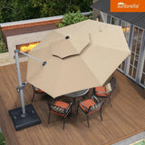 PURPLE LEAF Double Top 11 ft Round Outdoor Patio Umbrella with High Quality Sunbrella Fabric