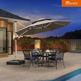 PURPLE LEAF Double Top 11 ft Round Outdoor Patio Umbrella with High Quality Sunbrella Fabric