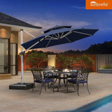 PURPLE LEAF Double Top 11 ft Round Outdoor Patio Umbrella with High Quality Sunbrella Fabric