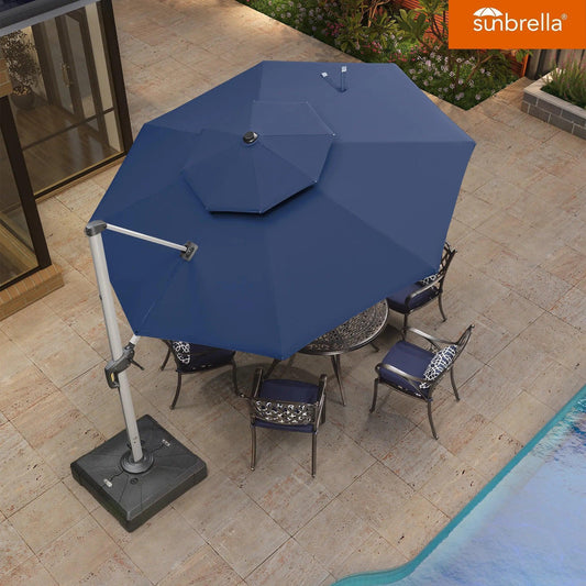 PURPLE LEAF Double Top 11 ft Round Outdoor Patio Umbrella with High Quality Sunbrella Fabric