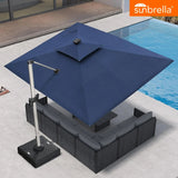 PURPLE LEAF SUNBRELLA Solar Cantilever Umbrella with Lights for Outdoor Patio