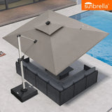 PURPLE LEAF SUNBRELLA Solar Cantilever Umbrella with Lights for Outdoor Patio