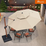 PURPLE LEAF Double Top 11 ft Round Outdoor Patio Umbrella with High Quality Sunbrella Fabric