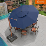 PURPLE LEAF Double Top 11 ft Round Outdoor Patio Umbrella with High Quality Sunbrella Fabric
