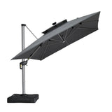 PURPLE LEAF SUNBRELLA Solar Cantilever Umbrella with Lights for Outdoor Patio