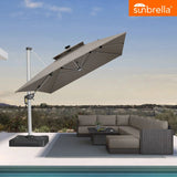 PURPLE LEAF SUNBRELLA Solar Cantilever Umbrella with Lights for Outdoor Patio