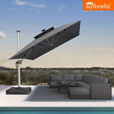 PURPLE LEAF SUNBRELLA Solar Cantilever Umbrella with Lights for Outdoor Patio
